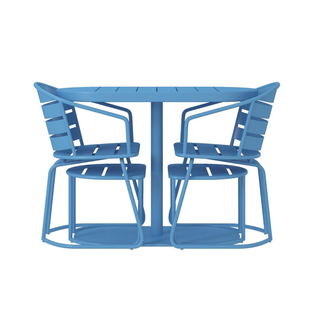 5 piece patio dining set with 2 chairs and 2 ottomans on sale -  Turquoise