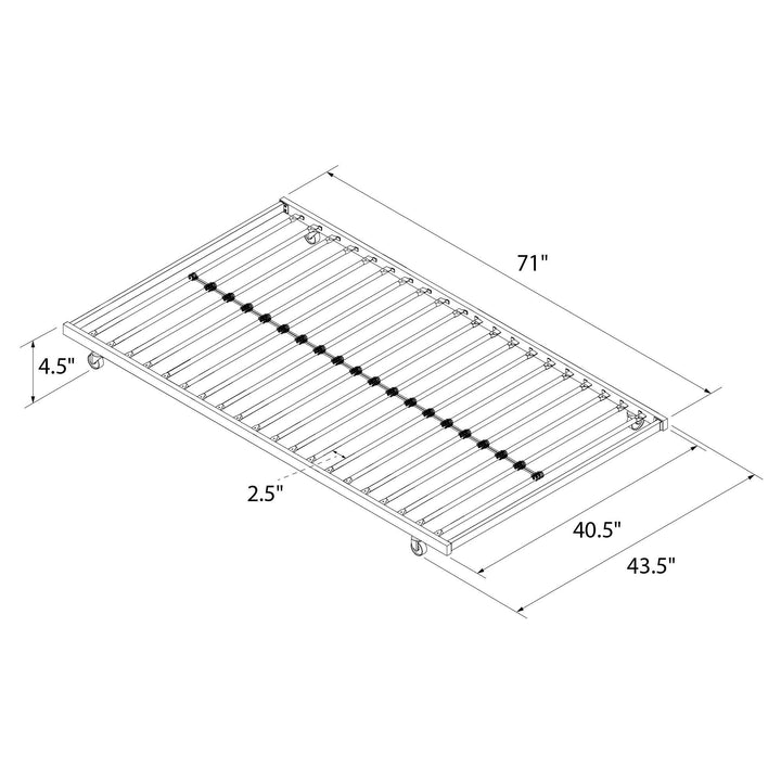Metal Trundle for Daybeds with Slats -  Black  -  Twin