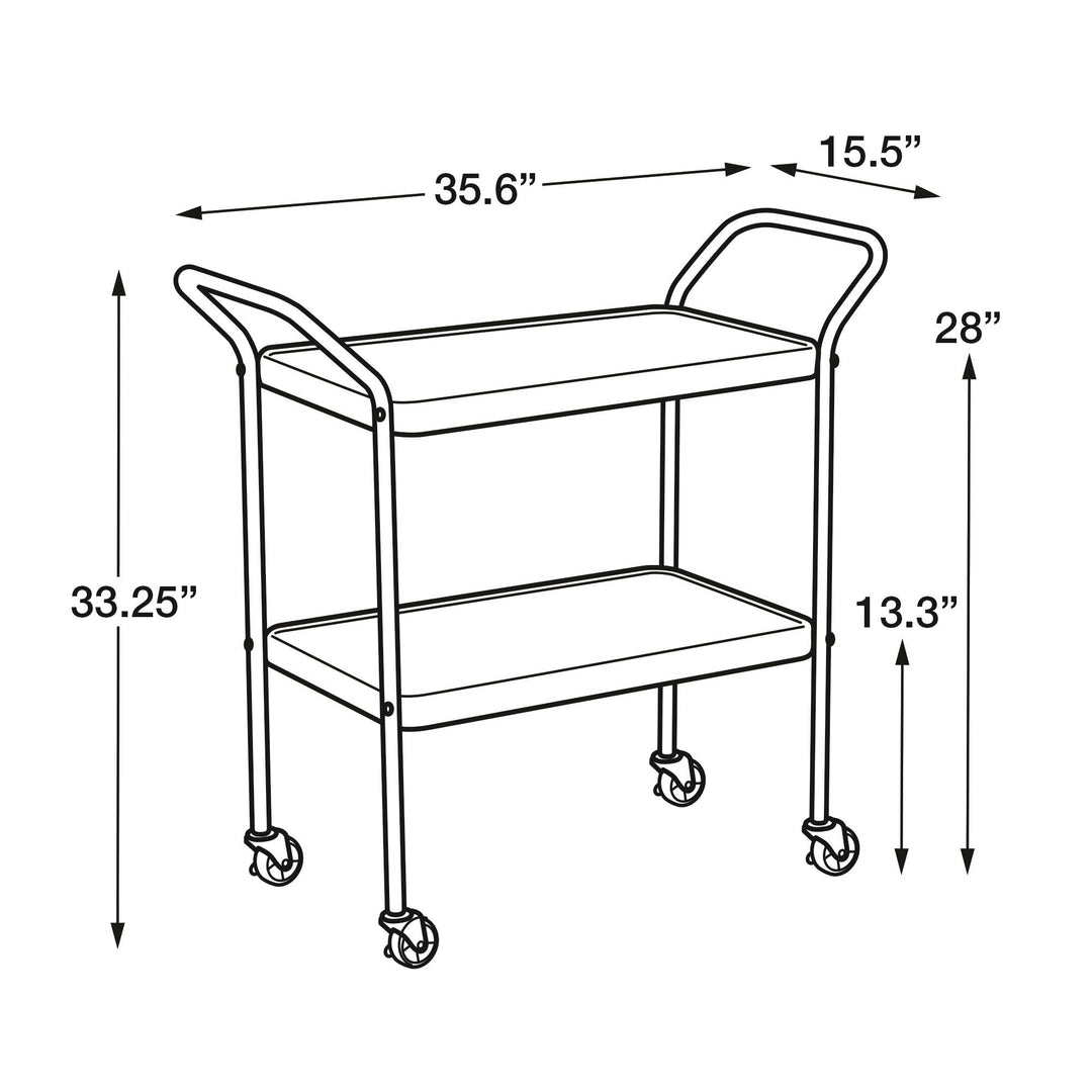 2 tier metal serving cart -  Black 