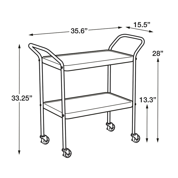 2 tier metal serving cart -  Black 