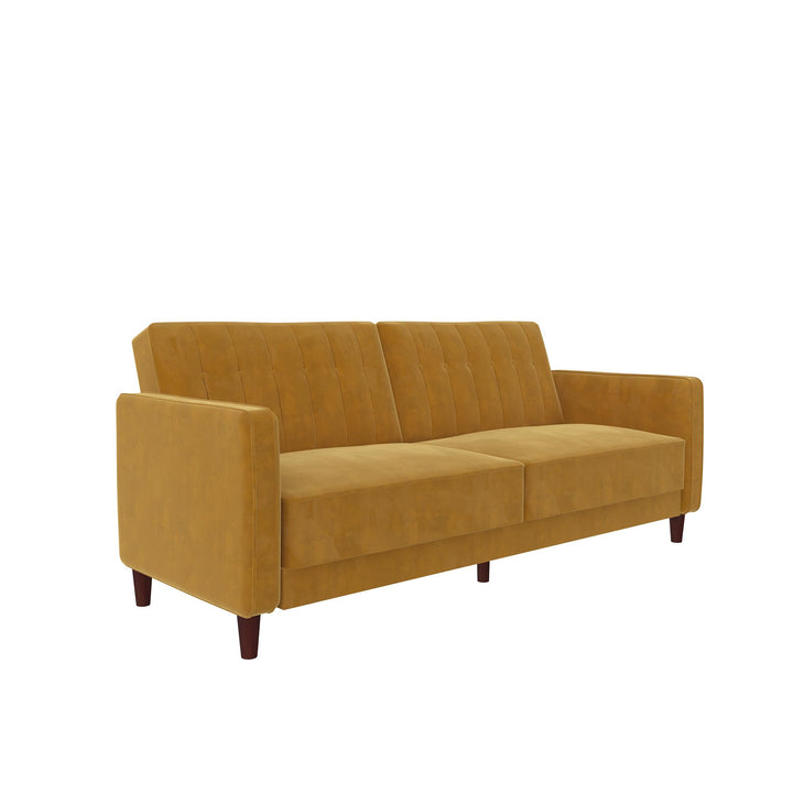 Pin Tufted Futon with Button Tufting -  Mustard