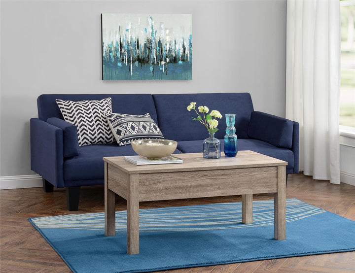Parsons coffee table with lift-top feature -  Distressed Gray Oak