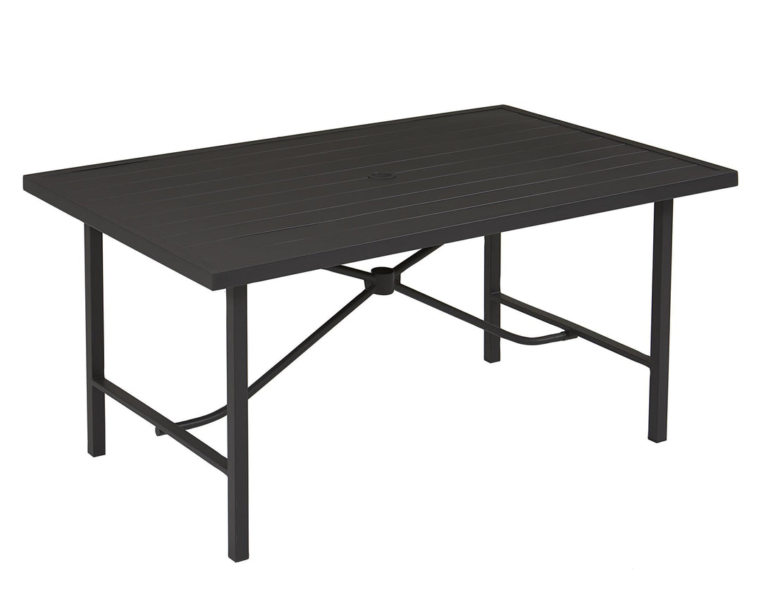 Rectangular Weather-Resistant Patio Dining Table with Standard Wmbrella Opening - Charcoal