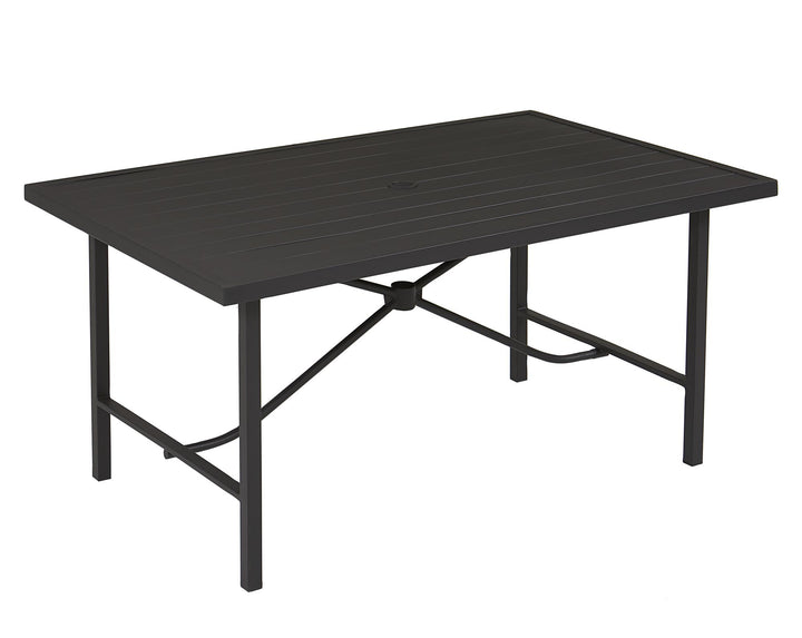 Rectangular Weather-Resistant Patio Dining Table with Standard Wmbrella Opening - Charcoal