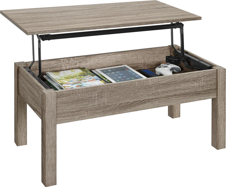 Functional and stylish lift-top Parsons coffee table -  Distressed Gray Oak