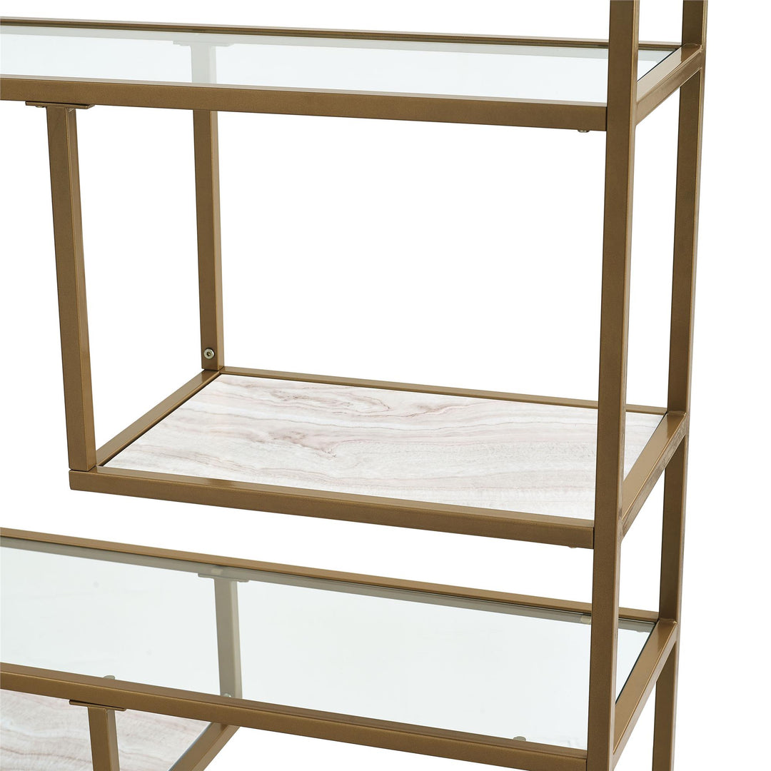 Moriah bookcase with contemporary design -  Brass