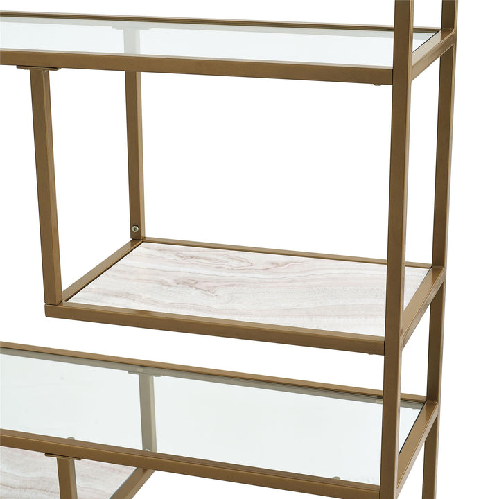 Moriah bookcase with contemporary design -  Brass