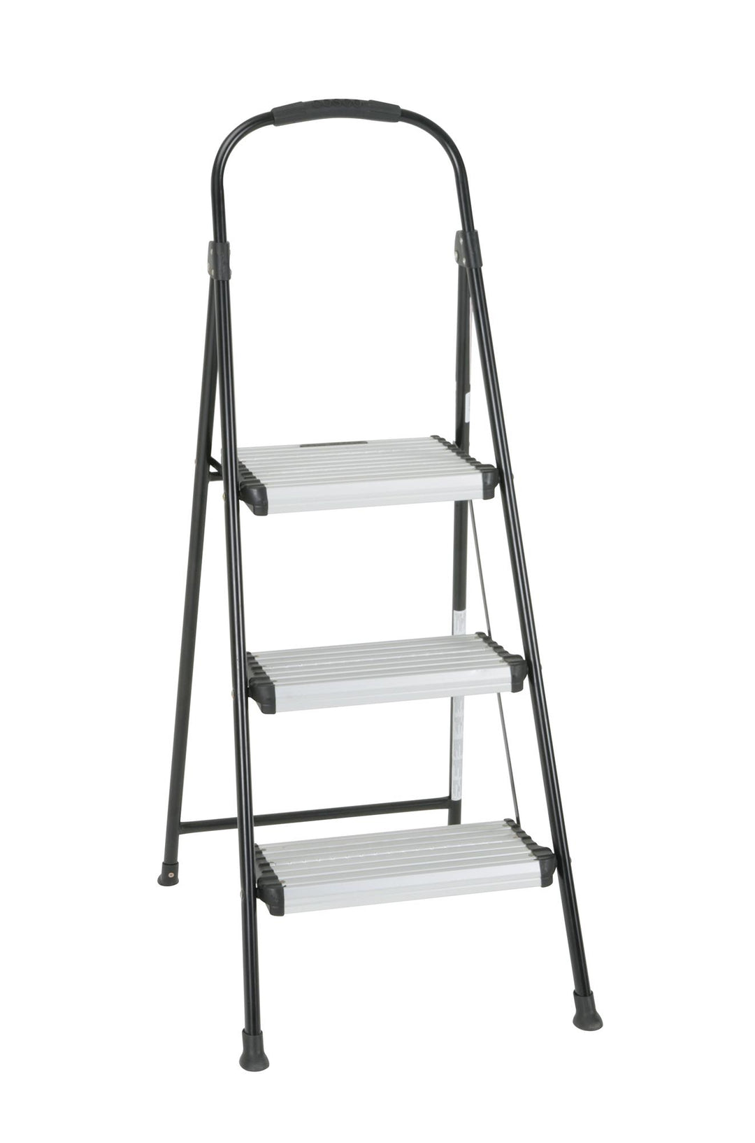 Three Step Folding Step Stool with Rubber Hand Grip - Black - 1-Pack