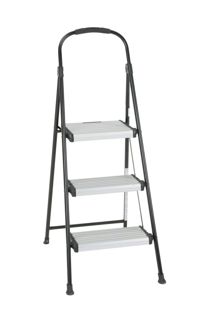 Three Step Folding Step Stool with Rubber Hand Grip - Black - 1-Pack