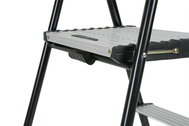 Three Step Folding Step Stool with Rubber Hand Grip - Black - 1-Pack