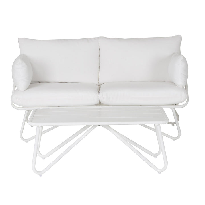 outdoor loveseat and coffee table - White