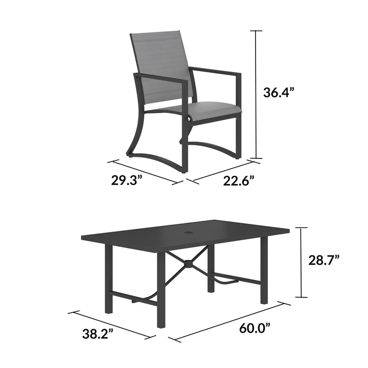 7 Piece Paloma Outdoor Dining Set -  Charcoal