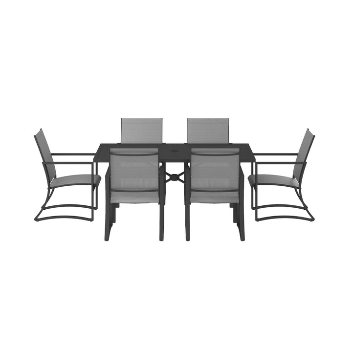 7 Piece Paloma Outdoor Patio Dining Table and 6 Chairs Set  -  Charcoal