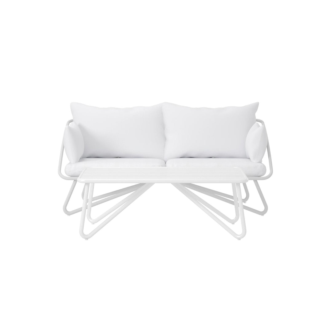 patio lounge set with rain covers - White