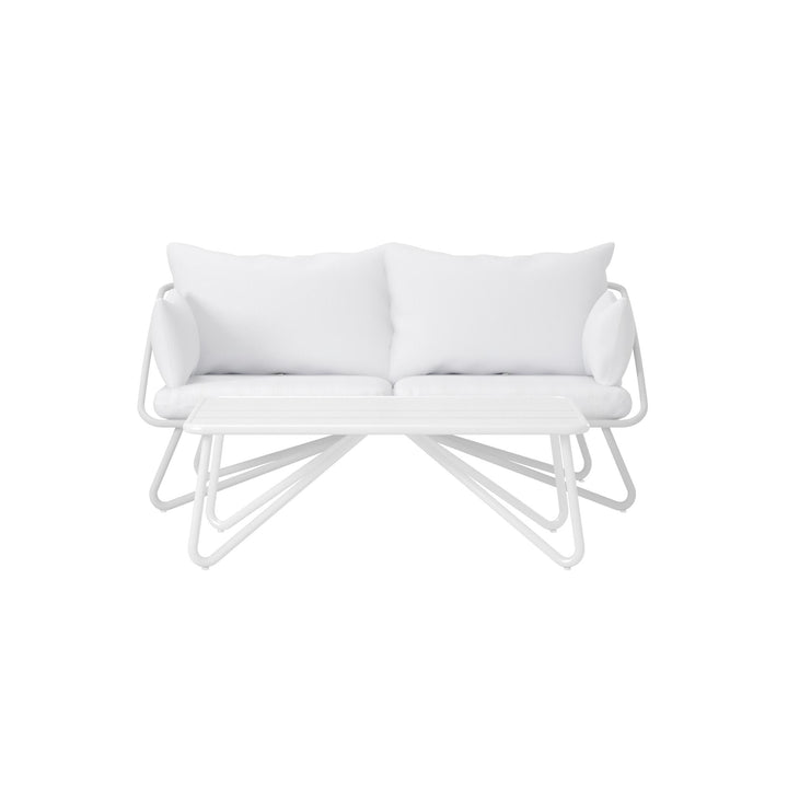 patio lounge set with rain covers - White