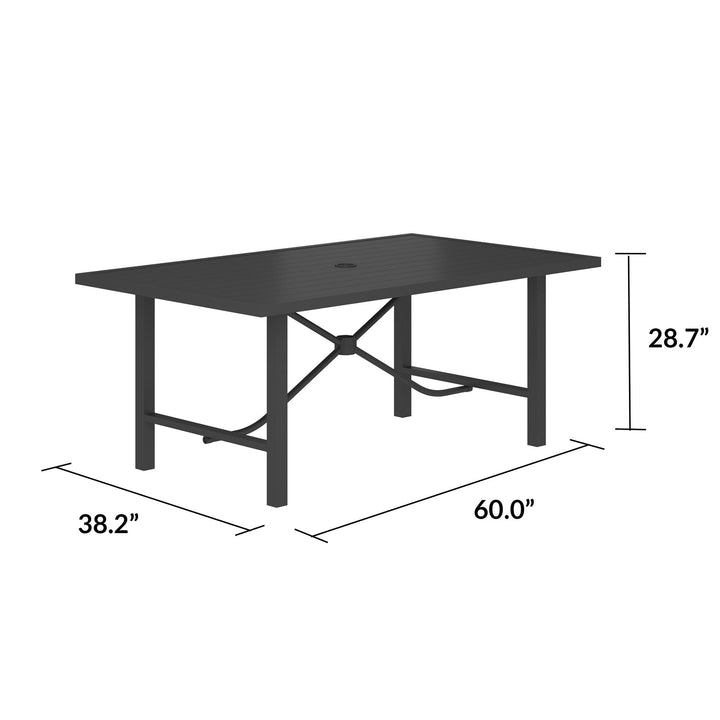 Rectangular Weather-Resistant Patio Dining Table with Standard Wmbrella Opening - Charcoal
