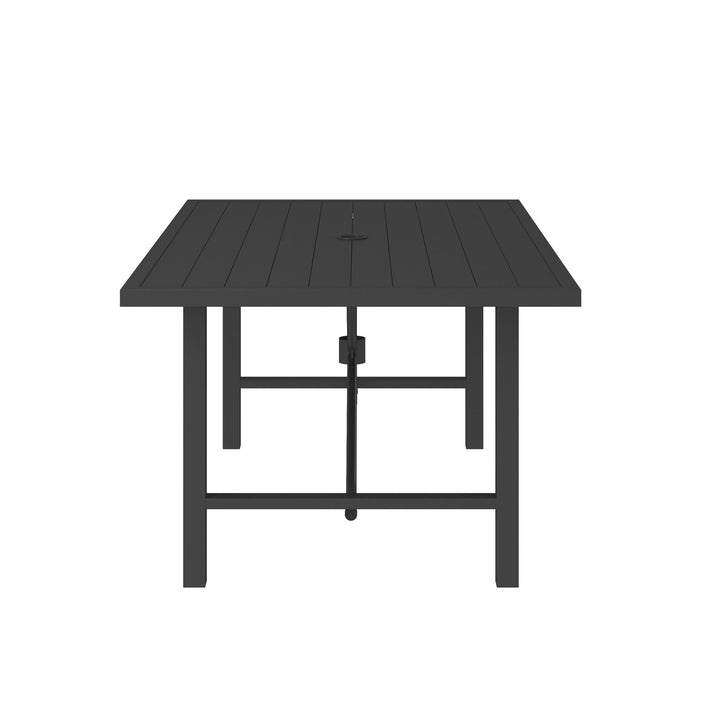 Rectangular Weather-Resistant Patio Dining Table with Standard Wmbrella Opening - Charcoal
