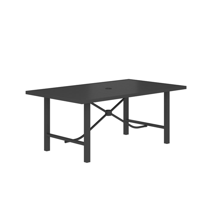 Rectangular Weather-Resistant Patio Dining Table with Standard Wmbrella Opening - Charcoal