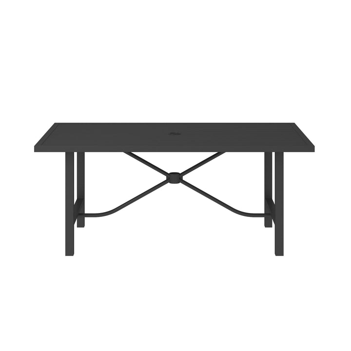 Rectangular Weather-Resistant Patio Dining Table with Standard Wmbrella Opening - Charcoal