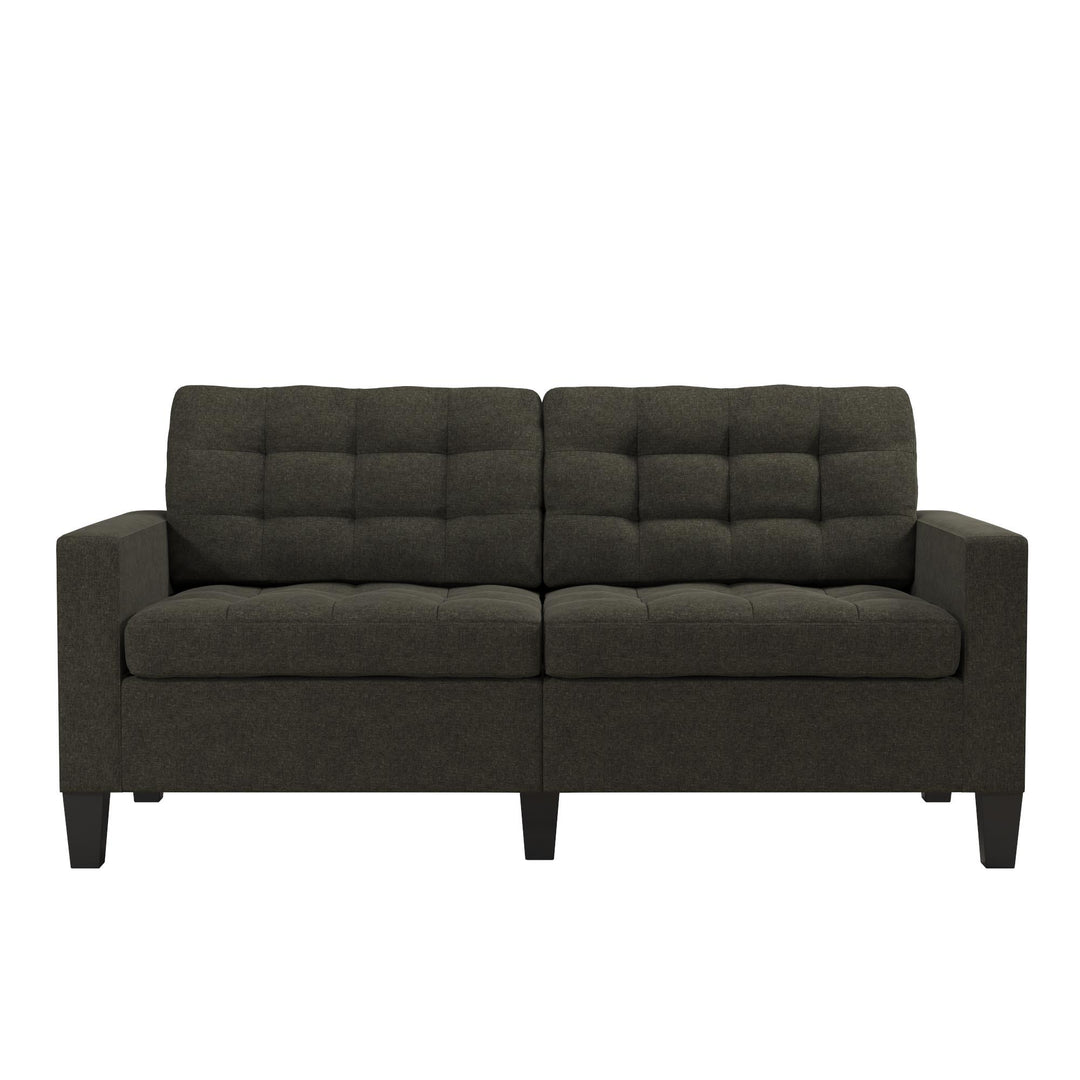 Emily Upholstered Sofa Couch with Deep Tufted Cushions - Gray