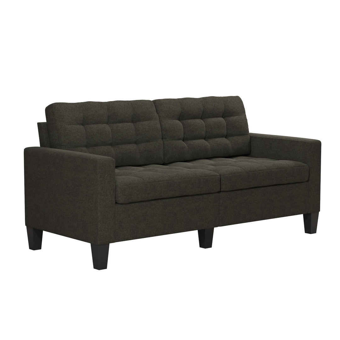 Emily Upholstered Sofa Couch with Deep Tufted Cushions - Gray