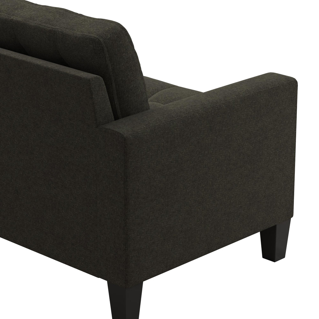 Emily Upholstered Sofa Couch with Deep Tufted Cushions - Gray