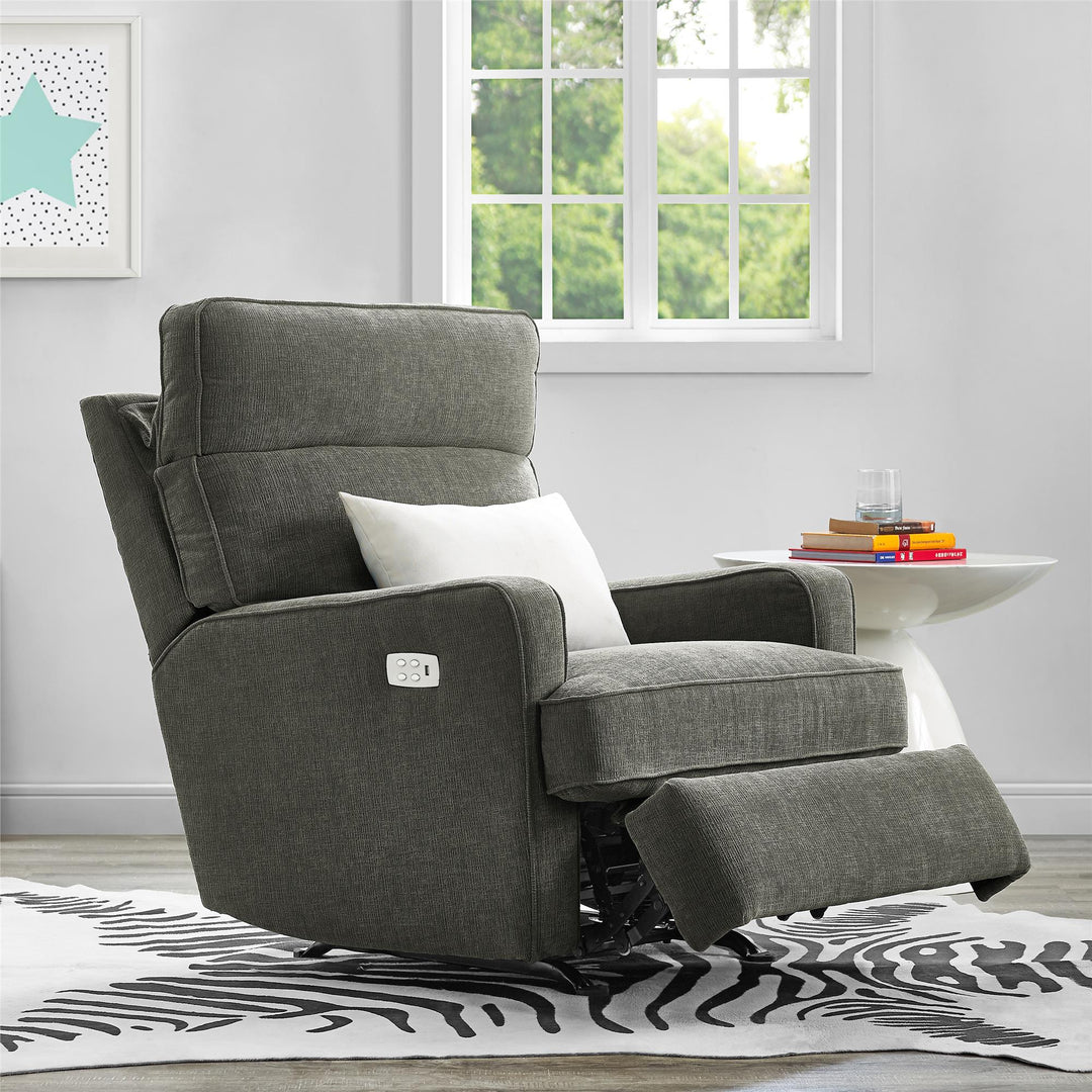 Dual Power Rocking Recliner with Memory Foam Headrest Kizzie -  Gray