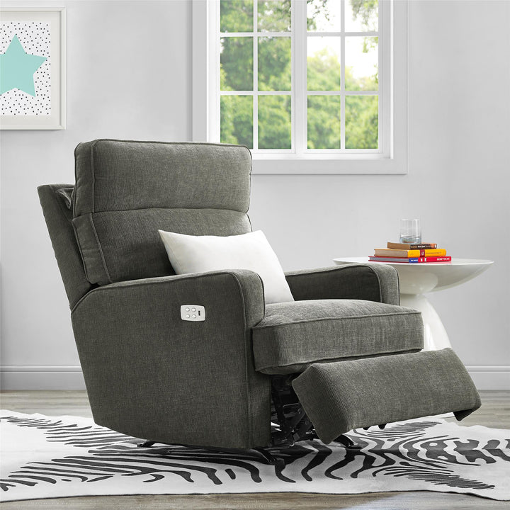 Dual Power Rocking Recliner with Memory Foam Headrest Kizzie -  Gray