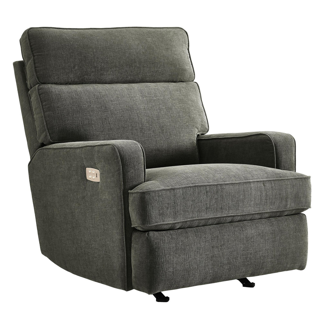 Kizzie Dual Power Rocking Recliner with Memory Foam Headrest  -  Gray