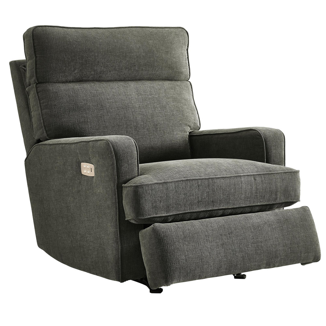 Memory Foam Headrest Dual Power Rocking Recliner Kizzie -  Gray