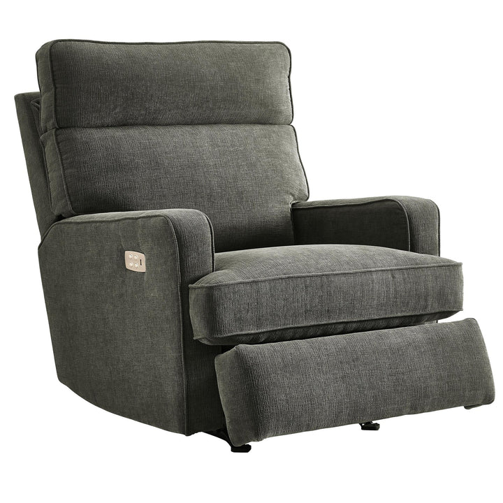 Memory Foam Headrest Dual Power Rocking Recliner Kizzie -  Gray