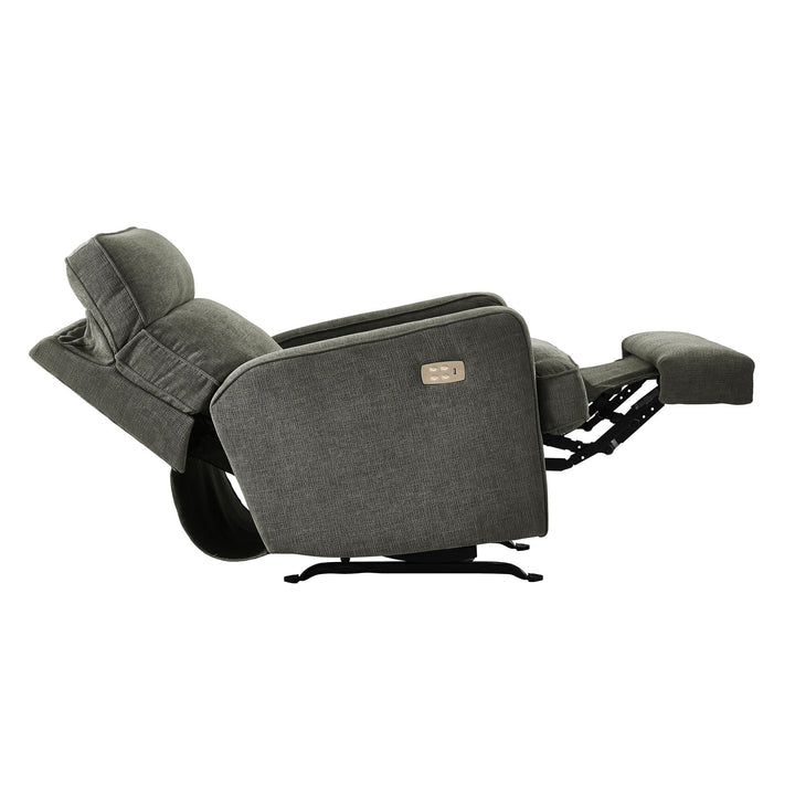 Kizzie Dual Power Rocking Recliner Memory Foam Headrest -  Gray