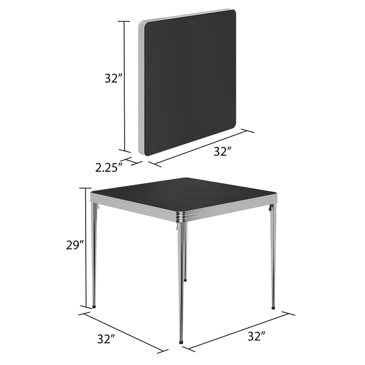 Stylaire 32 Inch Square Vinyl Top Folding Table - Silver