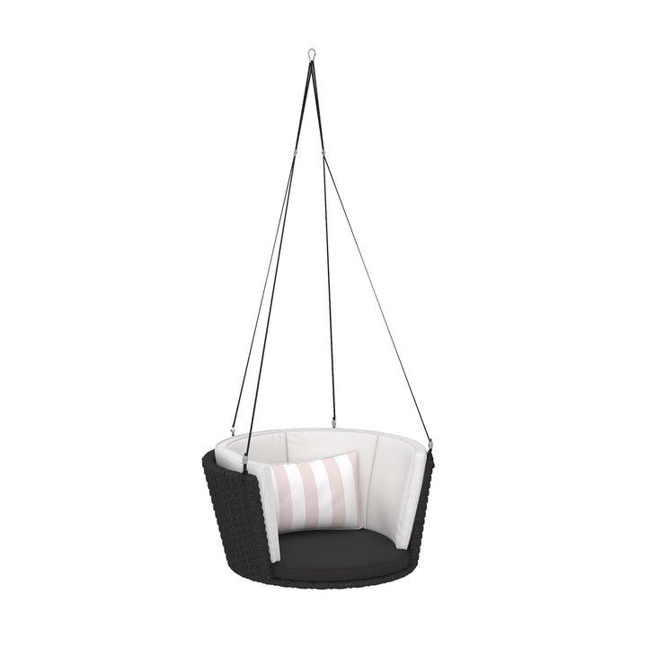 Sally Patio Hanging Wicker Swing with Cushions - Light Pink - Standard Swing