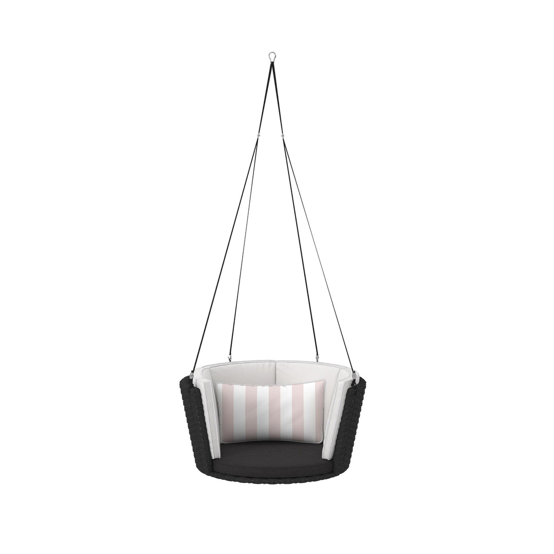 Sally Patio Hanging Wicker Swing with Cushions - Light Pink - Standard Swing