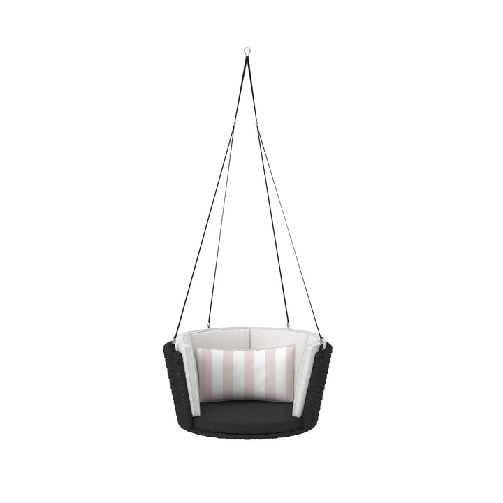Sally Patio Hanging Wicker Swing with Cushions - Light Pink - Standard Swing