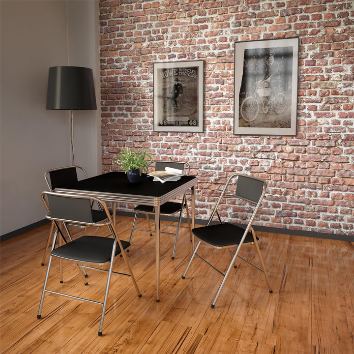 Stylaire 32 Inch Square Vinyl Top Folding Table - Silver
