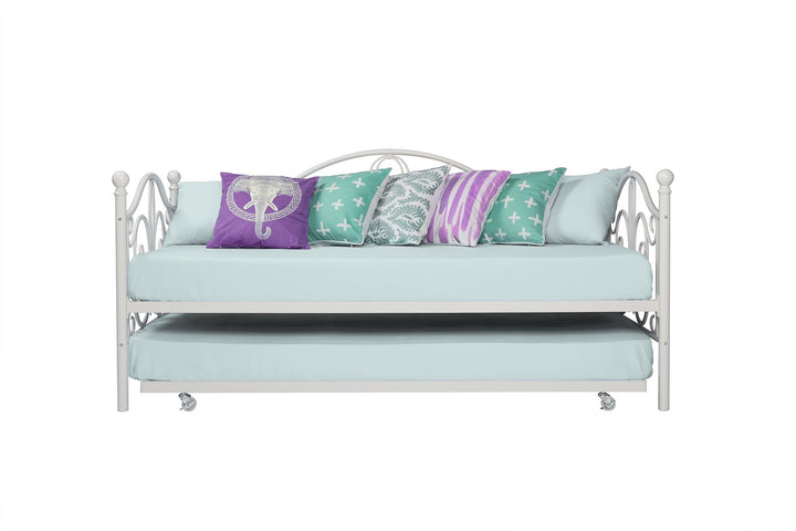 Metal Daybed and Trundle Set -  White  -  Twin