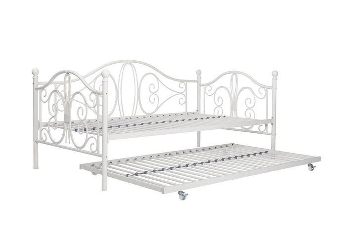 Bombay Victorian Metal Daybed and Trundle with Set  -  White  -  Twin