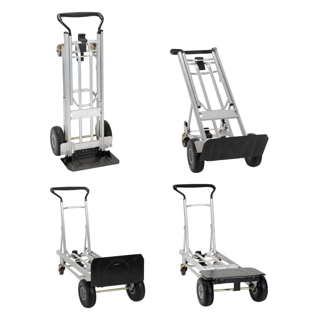 4 in 1 Steel Folding Hand Truck with Flat-Free Wheels - Black