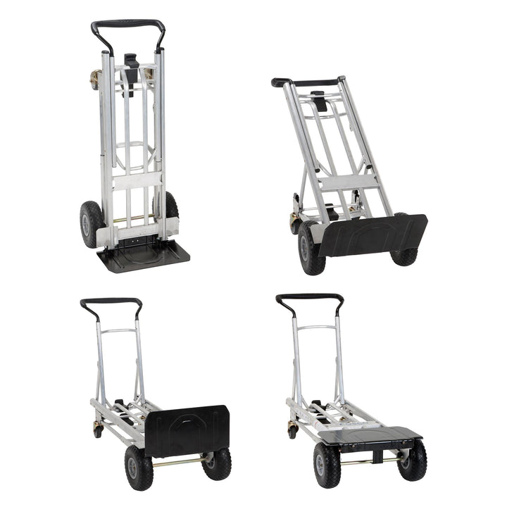 4 in 1 Steel Folding Hand Truck with Flat-Free Wheels - Black - 1-Pack