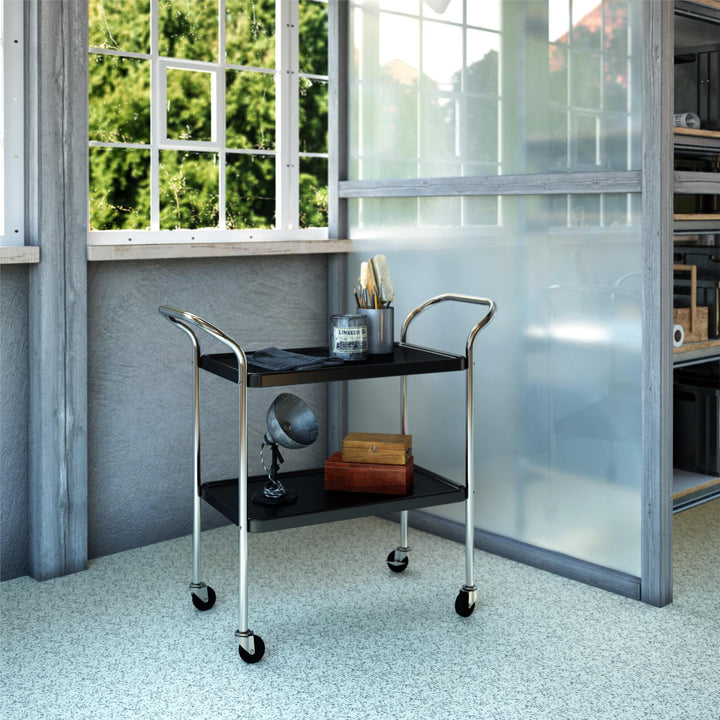 2 tier cart with storage -  Black 