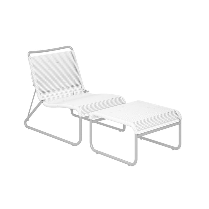 Lita 2 Piece Patio Lounge and Ottoman Set - White
