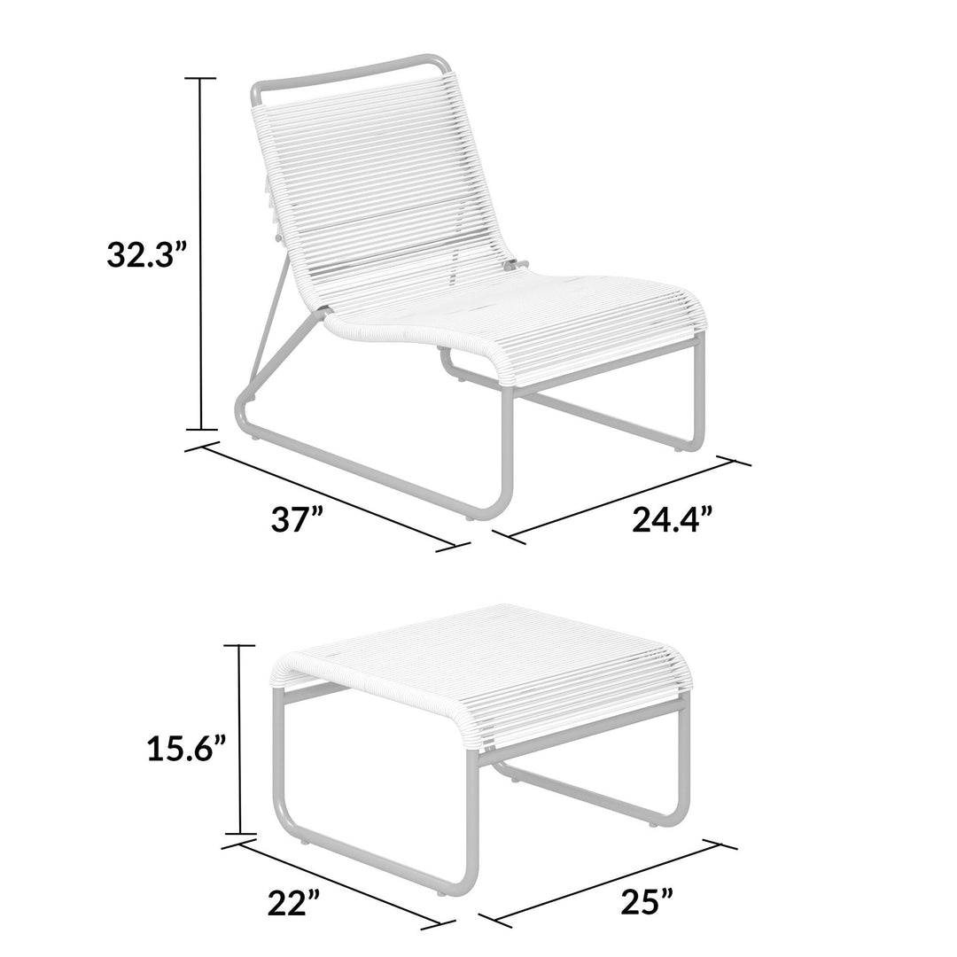 Lita 2 Piece Patio Lounge and Ottoman Set - White