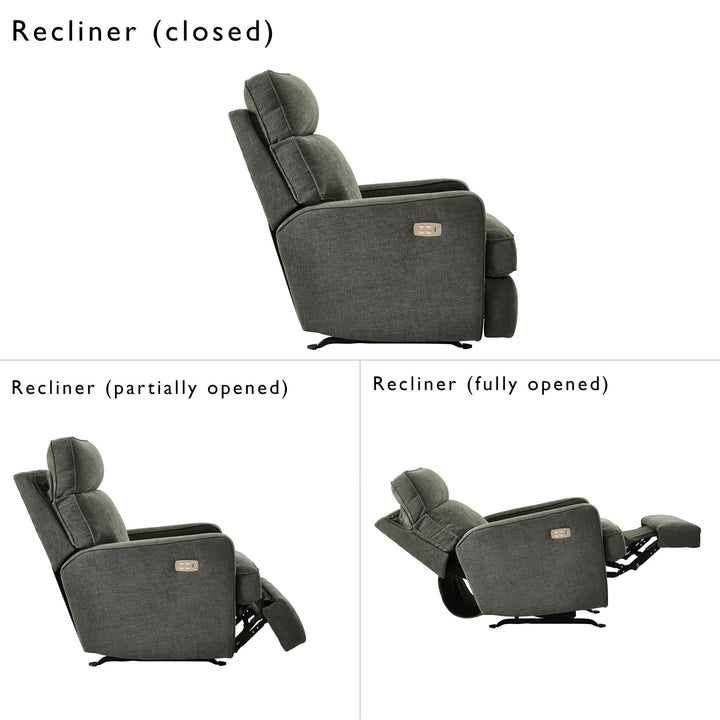 Dual Power Rocking Recliner Memory Foam Headrest Kizzie -  Gray