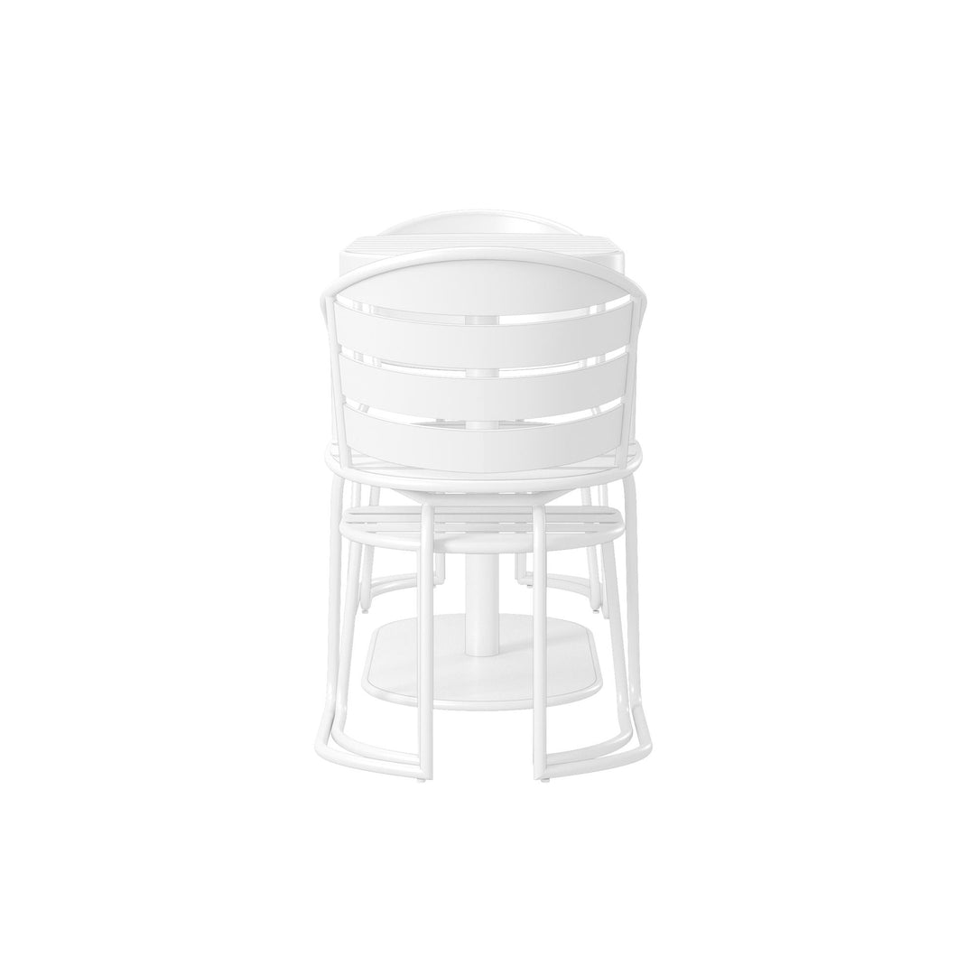 5 Piece Patio Dining Set with 2 Chairs and 2 Ottomans  -  White