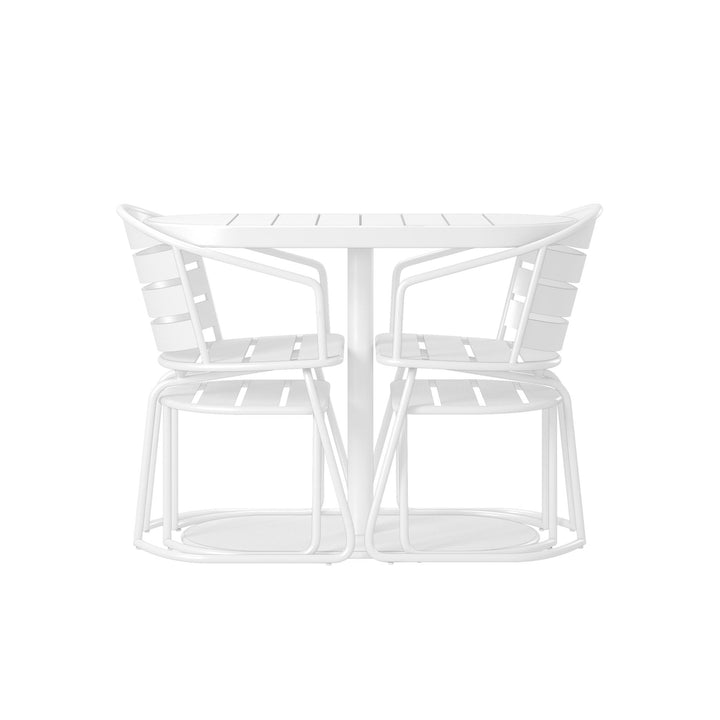 5 Piece Patio Dining Set with 2 Chairs and 2 Ottomans  -  White