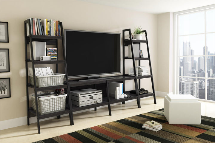 Lawrence 4 Shelf Ladder Bookcase Set -  Black