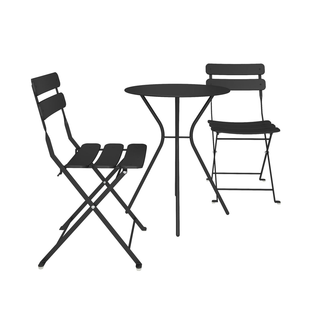 Outdoor Dining Set with folding chairs -  Black