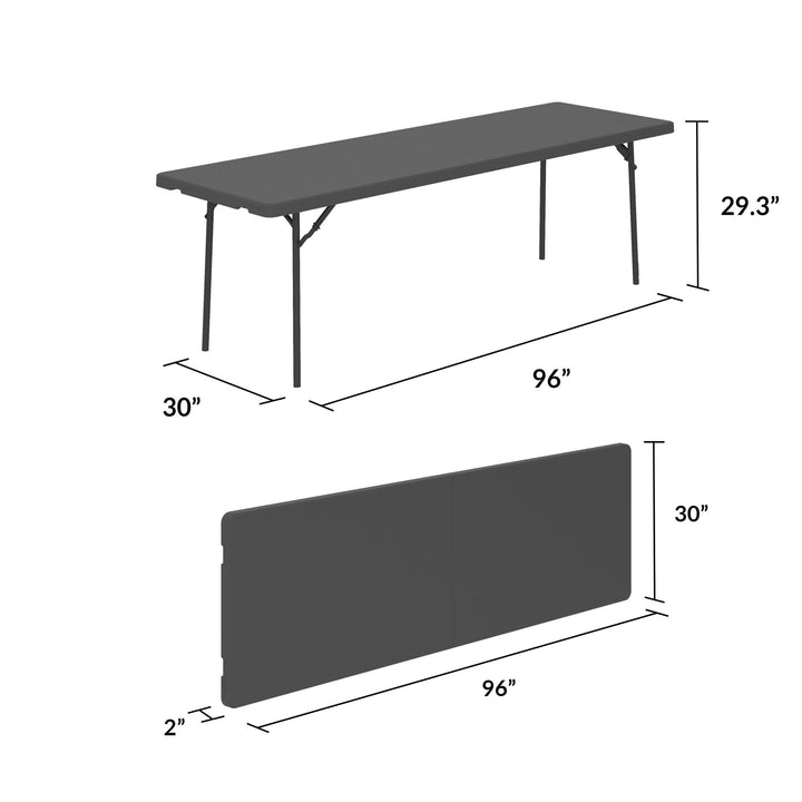 8 foot Commercial Blow Mold Folding Table - Gray - 1-Pack